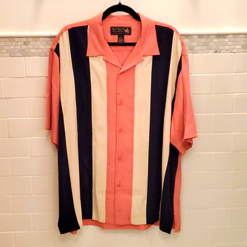 Nat Nast 100% silk casual shirt men's large